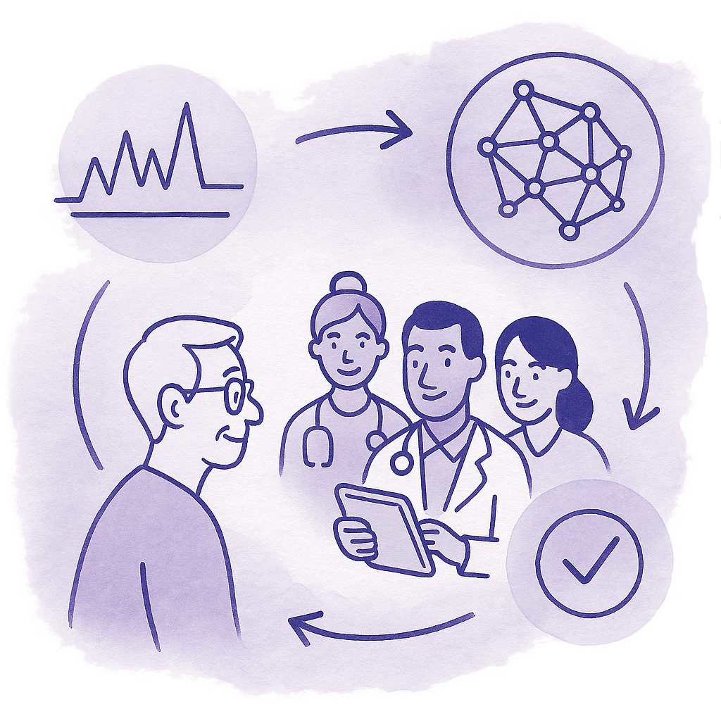 Illustration of a clinical team supporting continuous care